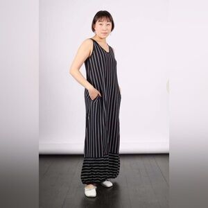 Planet Black and White Striped Lantern Maxi Dress